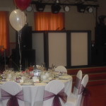 A disco set up for a wedding reception in the main hall